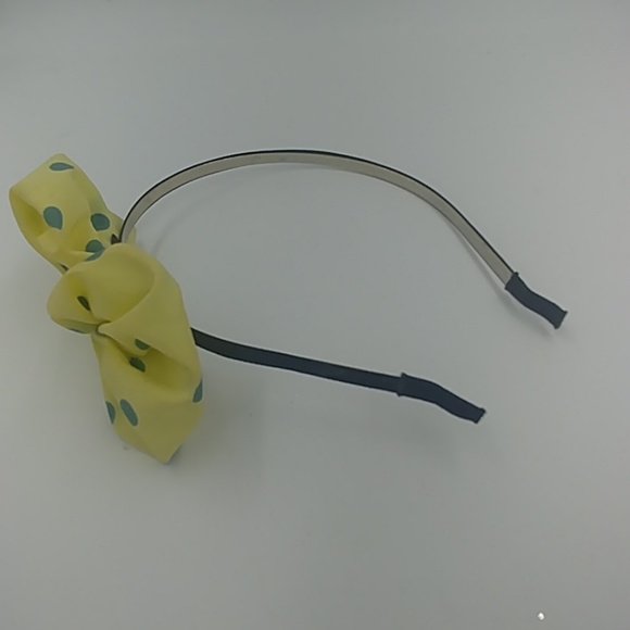 Adorable Headband W/ Yellow & Green Polka Dot Bow - Picture 5 of 5